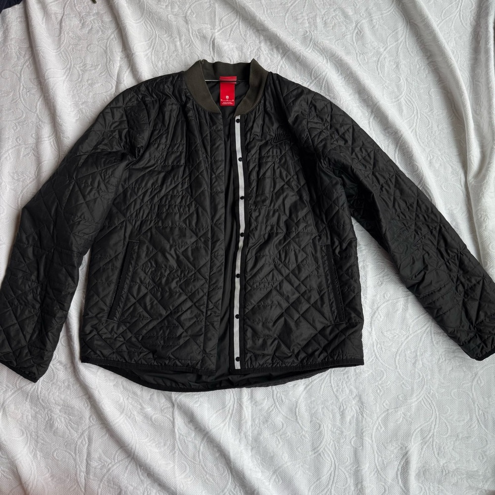 Nike Black Quilted Jacket with Contrast Placket